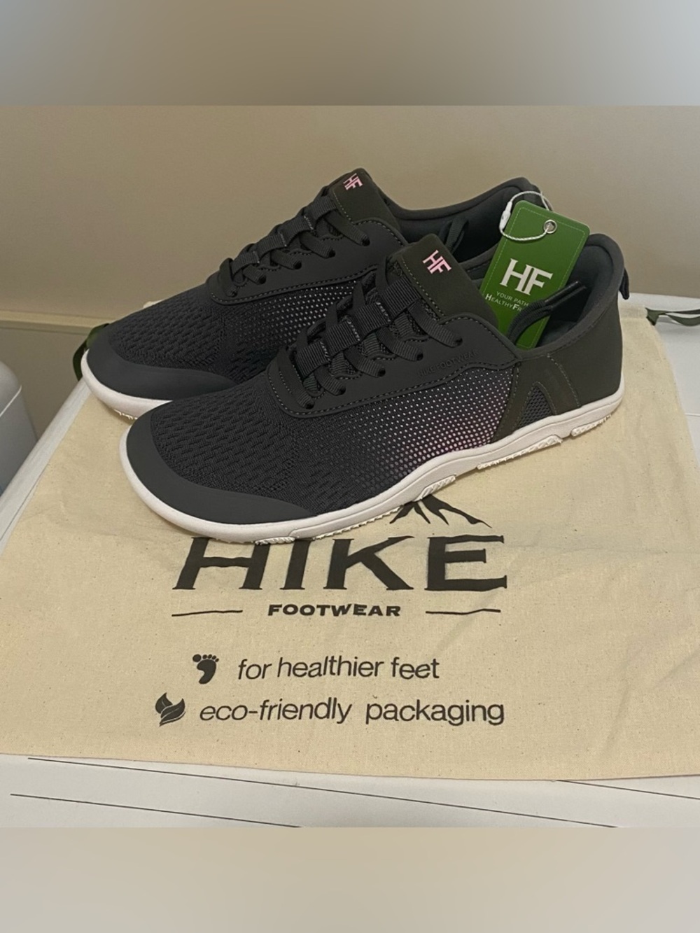 HIKE Footwear Stride Gray with Pink Accent Athletic Sneakers Unisex